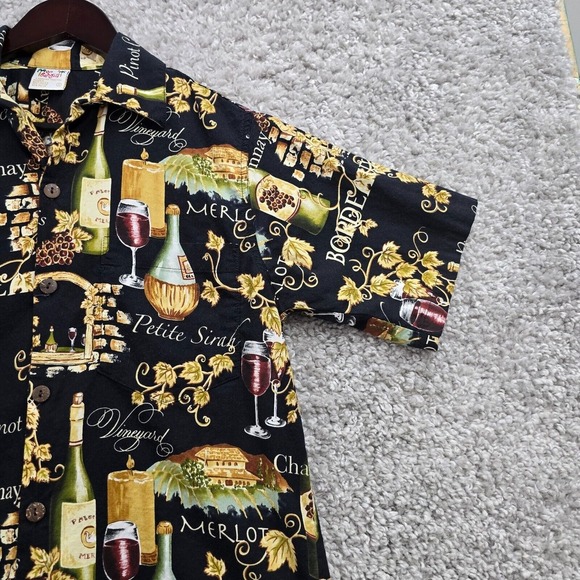 Go Barefoot Shirt Mens Small Black Wine Print Button Up Hawaiian Vacation Resort - Picture 4 of 10